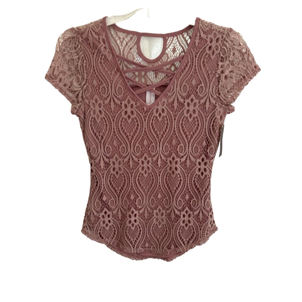 No Boundaries Dusty Rose Lace Top, Size XS